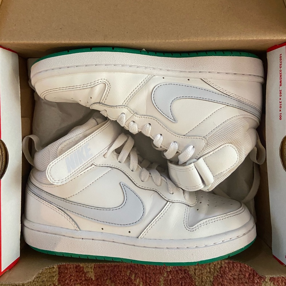 Nike Court Borough Mid 2 (GS) White and green and Gray Sneakers